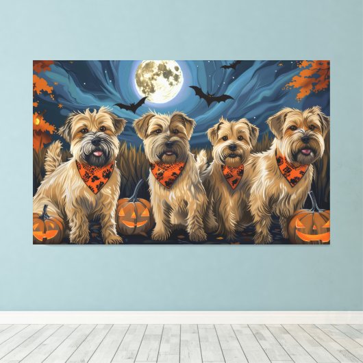 Tarweterriër Halloween Spooky Canvas Afdruk (Insitu (Houten vloer))