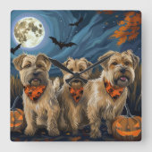 Tarweterriër Halloween Spooky Vierkante Klok (Voorkant)