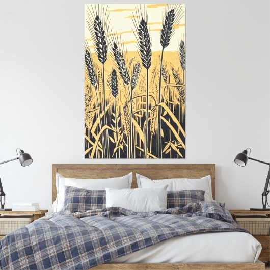 Tarweveld Abstract: Kleurrijke Natuur Kunst Canvas Afdruk (Insitu (Slaapkamer))