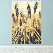 Tarweveld Abstract: Kleurrijke Natuur Kunst Canvas Afdruk (Insitu (Houten vloer))