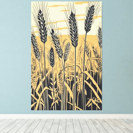 Tarweveld Abstract: Kleurrijke Natuur Kunst Canvas Afdruk (Insitu (Houten vloer))