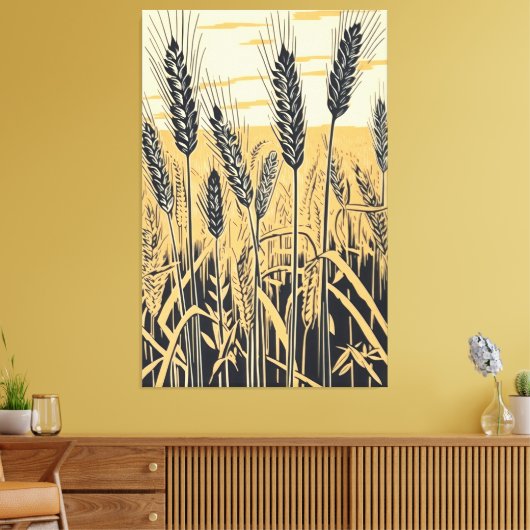 Tarweveld Abstract: Kleurrijke Natuur Kunst Canvas Afdruk (Insitu (Woonkamer))