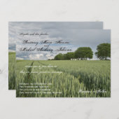 Tarweveld Eikenboom Land Huwelijksuitnodigingen Kaart (Voorkant / Achterkant)