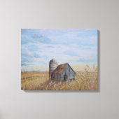Tarweveld en Schuur Canvas Afdruk (Voorkant)