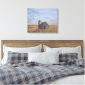 Tarweveld en Schuur Canvas Afdruk (Insitu (Slaapkamer))