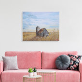 Tarweveld en Schuur Canvas Afdruk (Insitu (Woonkamer))
