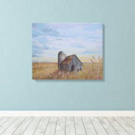 Tarweveld en Schuur Canvas Afdruk