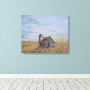 Tarweveld en Schuur Canvas Afdruk