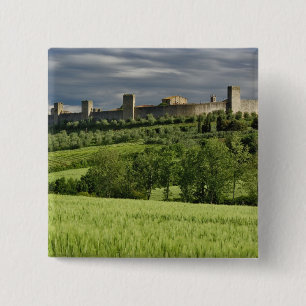 Tarweveld en verre Monteriggioni, in de Vierkante Button 5,1 Cm