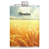 Tarweveld in de zomer heupfles (Voorkant)