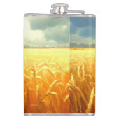 Tarweveld in de zomer heupfles (Achterkant)