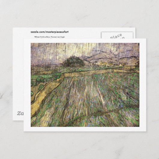 Tarweveld in Regen (F650) Van Gogh Fine Art Briefkaart (Voorkant / Achterkant)