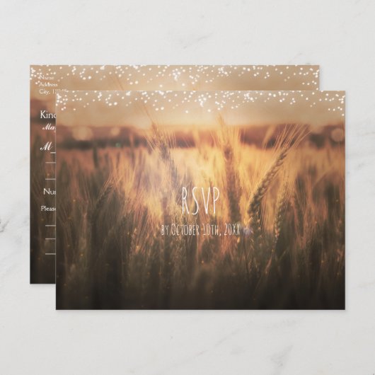 Tarweveld Landelijke Trouw-RSVP Uitnodiging Briefkaart (Voorkant / Achterkant)