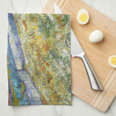 Tarweveld met bergen in de achtergrond theedoek (Quarter Fold)