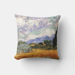 Tarweveld met cipres van Van Gogh. Kussen