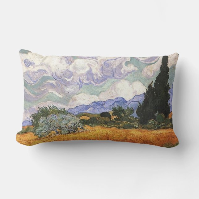 Tarweveld met cipres van Van Gogh. Kussen (Voorkant)