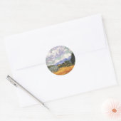 Tarweveld met cipressen ronde sticker (Envelop)