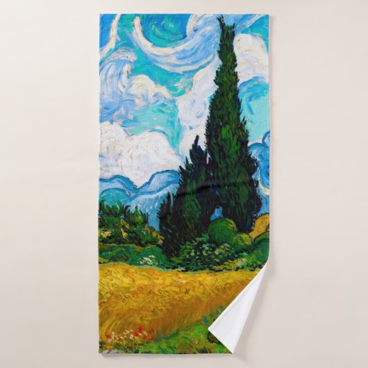 Tarweveld met cipressen, Van Gogh Badhanddoek (Badhanddoek)