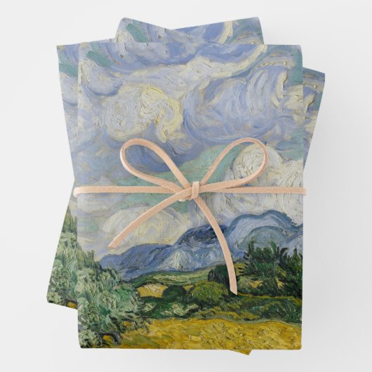 tarweveld met cipressen van Van Gogh Inpakpapier Vel (In situ)