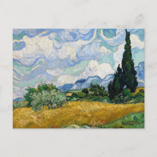 Tarweveld met cipressen van Vincent Van Gogh Briefkaart