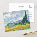 tarweveld met cipressen | Vincent van Gogh Briefkaart<br><div class="desc">Tarweveld met cipressen (1889) van Vincent van Gogh is een post-impressionistisch landschap dat de levendige stroming van de natuur vastlegt. Geschilderd tijdens zijn verblijf in het Saint-Paul-de-Mausole-gesticht in Saint-Rémy-de-Provence, toont het kunstwerk een gouden tarweveld dat in de wind wuift, onderbroken door hoge, donkergroene cipressen die naar een kolkende blauwe lucht...</div>