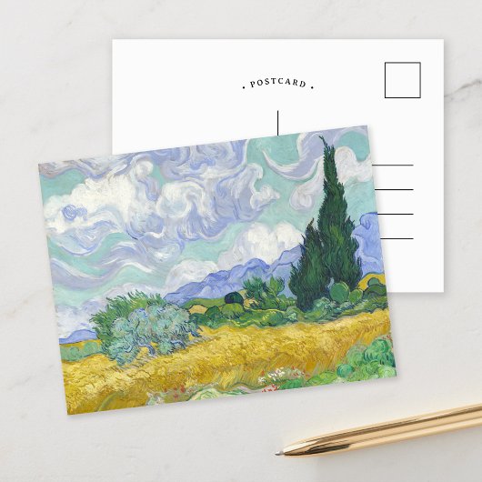 tarweveld met cipressen | Vincent van Gogh Briefkaart