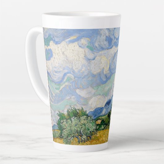 Tarweveld met cipressen-Vincent Van Gogh Latte Mok (Linkerhoek)