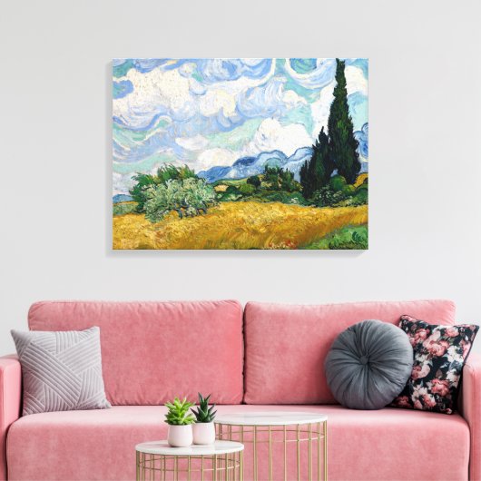 Tarweveld met Cypresses Canvas (Insitu (Woonkamer))
