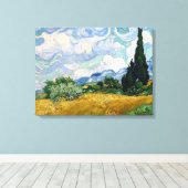 Tarweveld met Cypresses Canvas Afdruk (Insitu (Houten vloer))