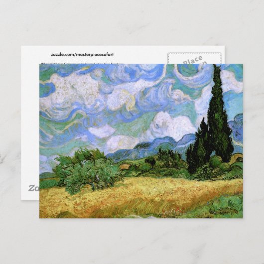Tarweveld met Cypresses Van Gogh Fine Art Briefkaart (Voorkant / Achterkant)