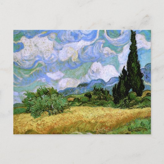 Tarweveld met Cypresses Van Gogh Fine Art Briefkaart (Voorkant)