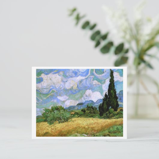Tarweveld met Cypresses Van Gogh Fine Art Briefkaart (Staand voorkant)
