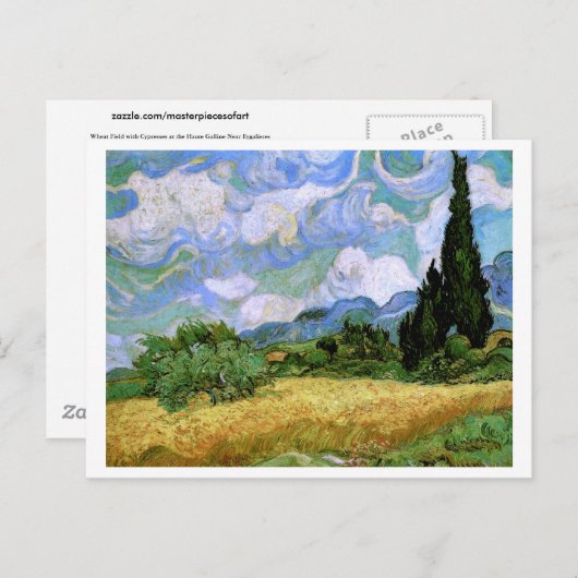 Tarweveld met Cypresses Van Gogh Fine Art Briefkaart (Voorkant / Achterkant)