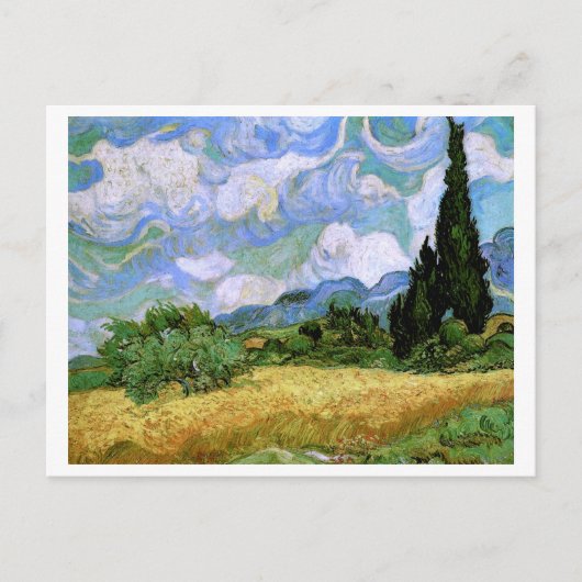 Tarweveld met Cypresses Van Gogh Fine Art Briefkaart (Voorkant)
