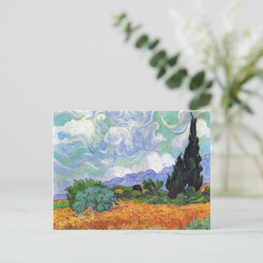 Tarweveld met Cypresses Van Gogh Fine Art Briefkaart (Staand voorkant)