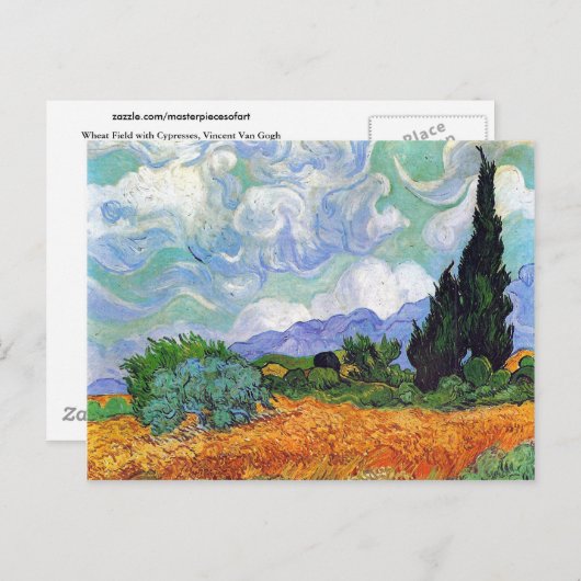 Tarweveld met Cypresses Van Gogh Fine Art Briefkaart (Voorkant / Achterkant)