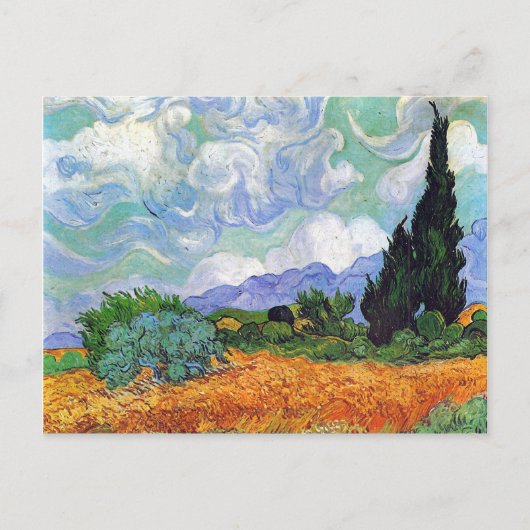 Tarweveld met Cypresses Van Gogh Fine Art Briefkaart (Voorkant)