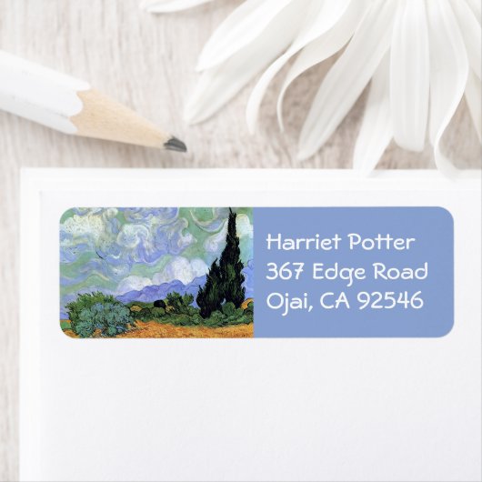 Tarweveld met Cypresses Van Gogh Fine Art Etiket (Insitu)