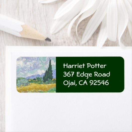 Tarweveld met Cypresses Van Gogh Fine Art Etiket (Insitu)