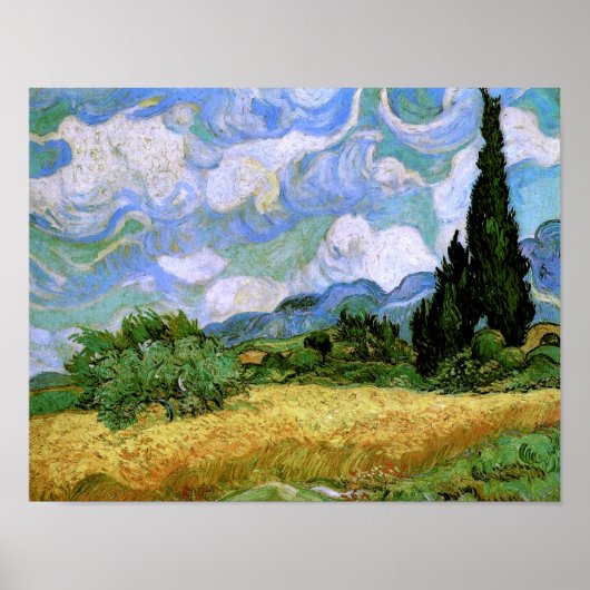 Tarweveld met Cypresses Van Gogh Fine Art Poster (Voorkant)