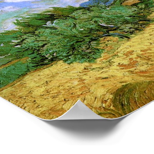 Tarweveld met Cypresses Van Gogh Fine Art Poster (Hoek)