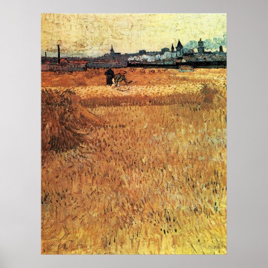 Tarweveld met een uitzicht van Arles van Gogh Poster (Voorkant)