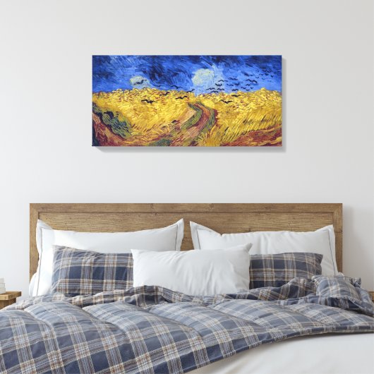 Tarweveld met kraaien | Van Gogh | Canvas Afdruk (Insitu (Slaapkamer))