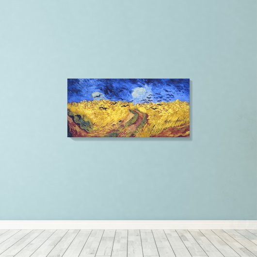 Tarweveld met kraaien | Van Gogh | Canvas Afdruk (Insitu (Houten vloer))