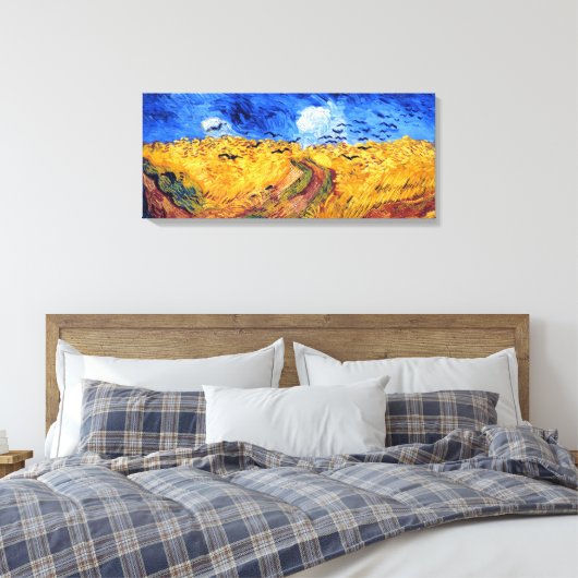 Tarweveld met kraaien, Vincent Van Gogh Canvas Afdruk (Insitu (Slaapkamer))