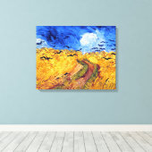 Tarweveld met kraaien, Vincent Van Gogh Canvas Afdruk (Insitu (Houten vloer))