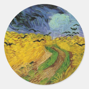 Tarweveld met kraaien - Vincent Van Gogh Ronde Sticker