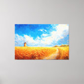 tarweveld met verre windmolen canvas afdruk (Voorkant)