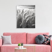 Tarweveld: Monochrome landelijke charme Canvas Afdruk (Insitu (Woonkamer))