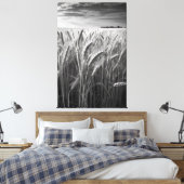 Tarweveld: Monochrome landelijke charme Canvas Afdruk (Insitu (Slaapkamer))